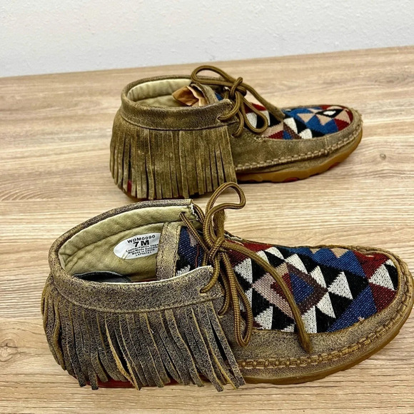 Twisted X Women's Tribal Fringe Driving Moccasins - Size 6.5 Left 7 Right - Picture 5 of 10